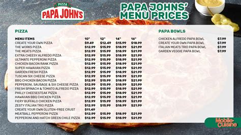 papa johns menu deals today